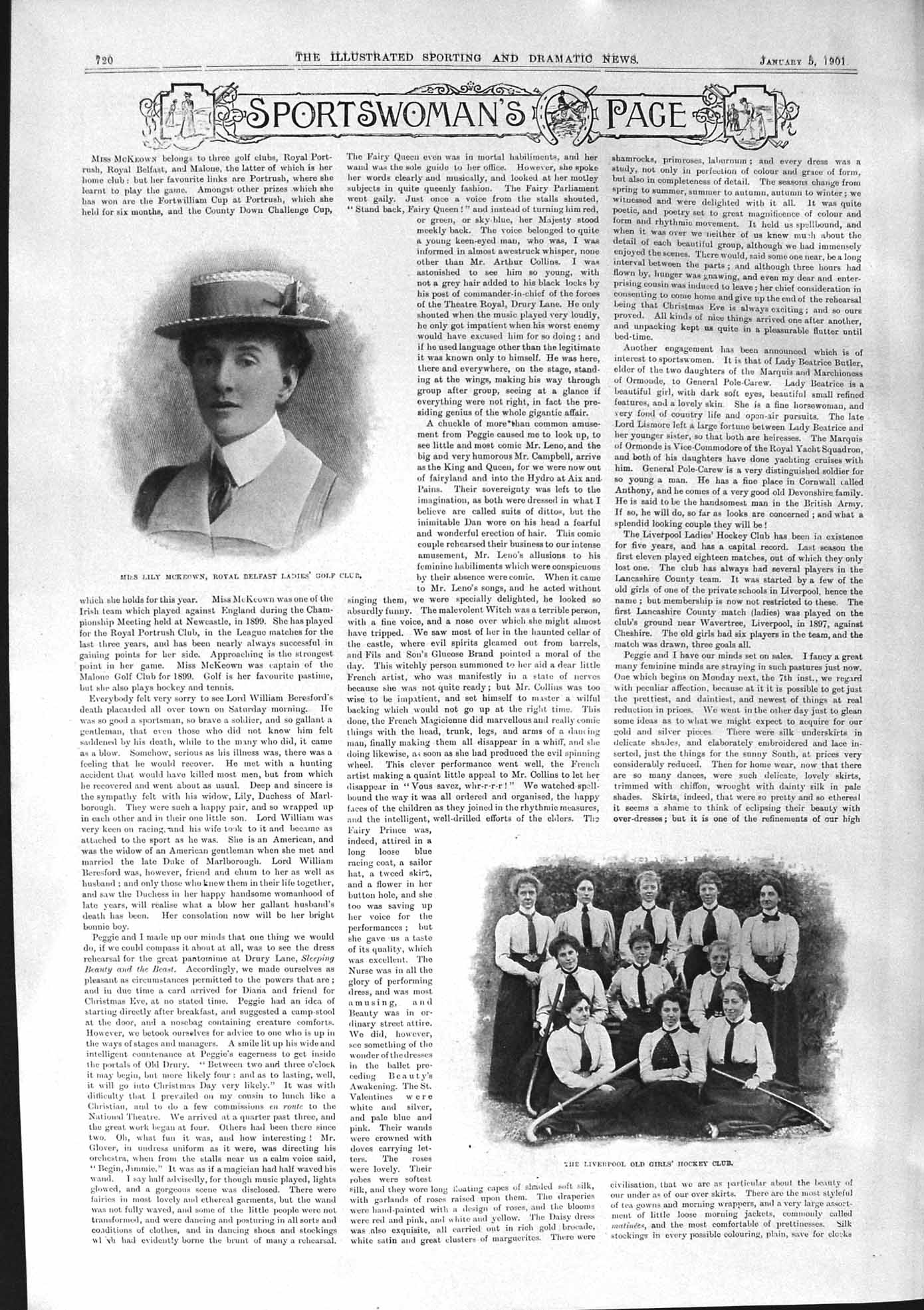 Old 1901 Mrs Lily Mckeown Belfast Ladies Golf Club Liverpool Girls Ho Victorian