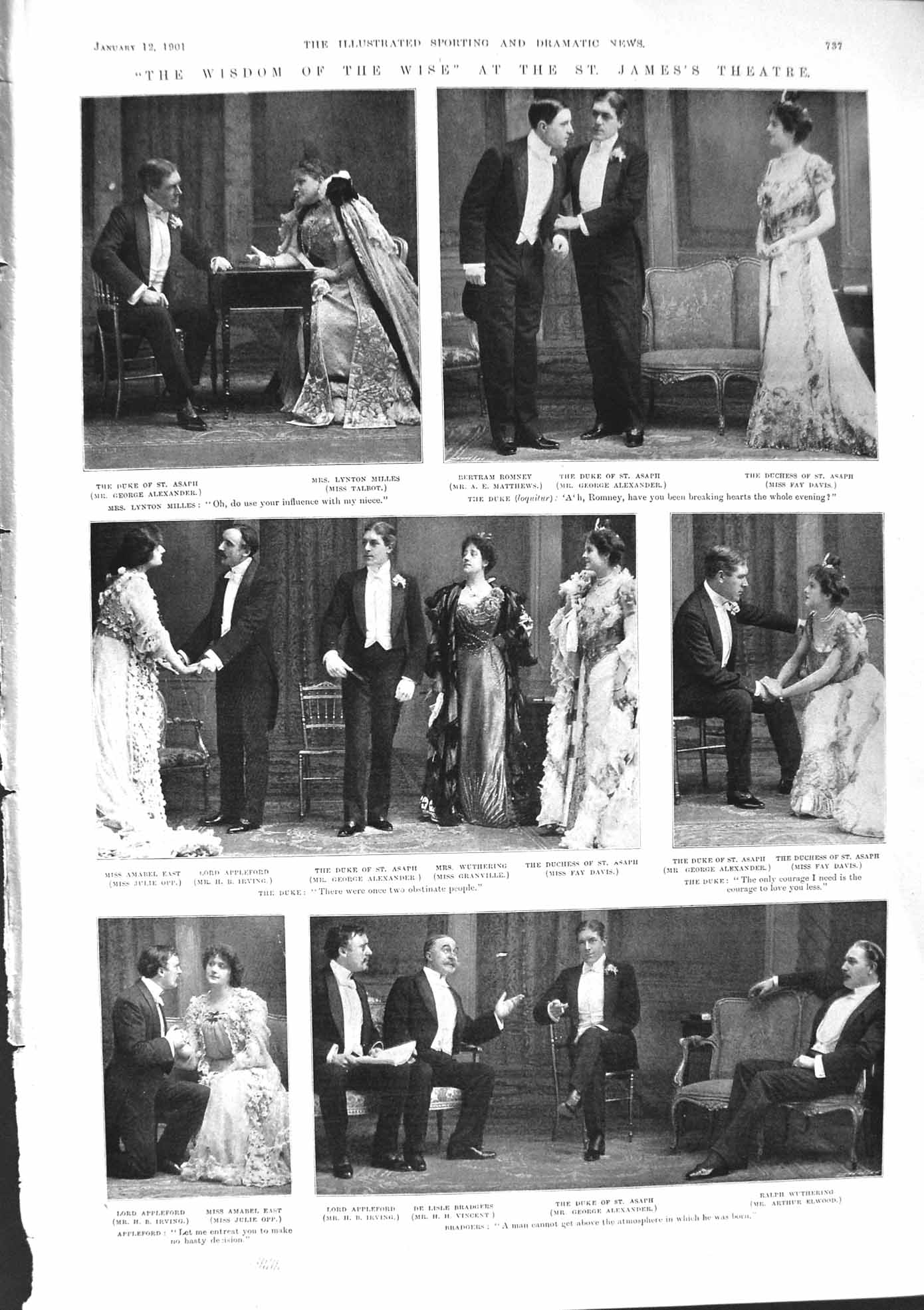 Old 1901 Wisdom Wise James'S Theatre Alexander Opp Irving Vincent Ale Victorian