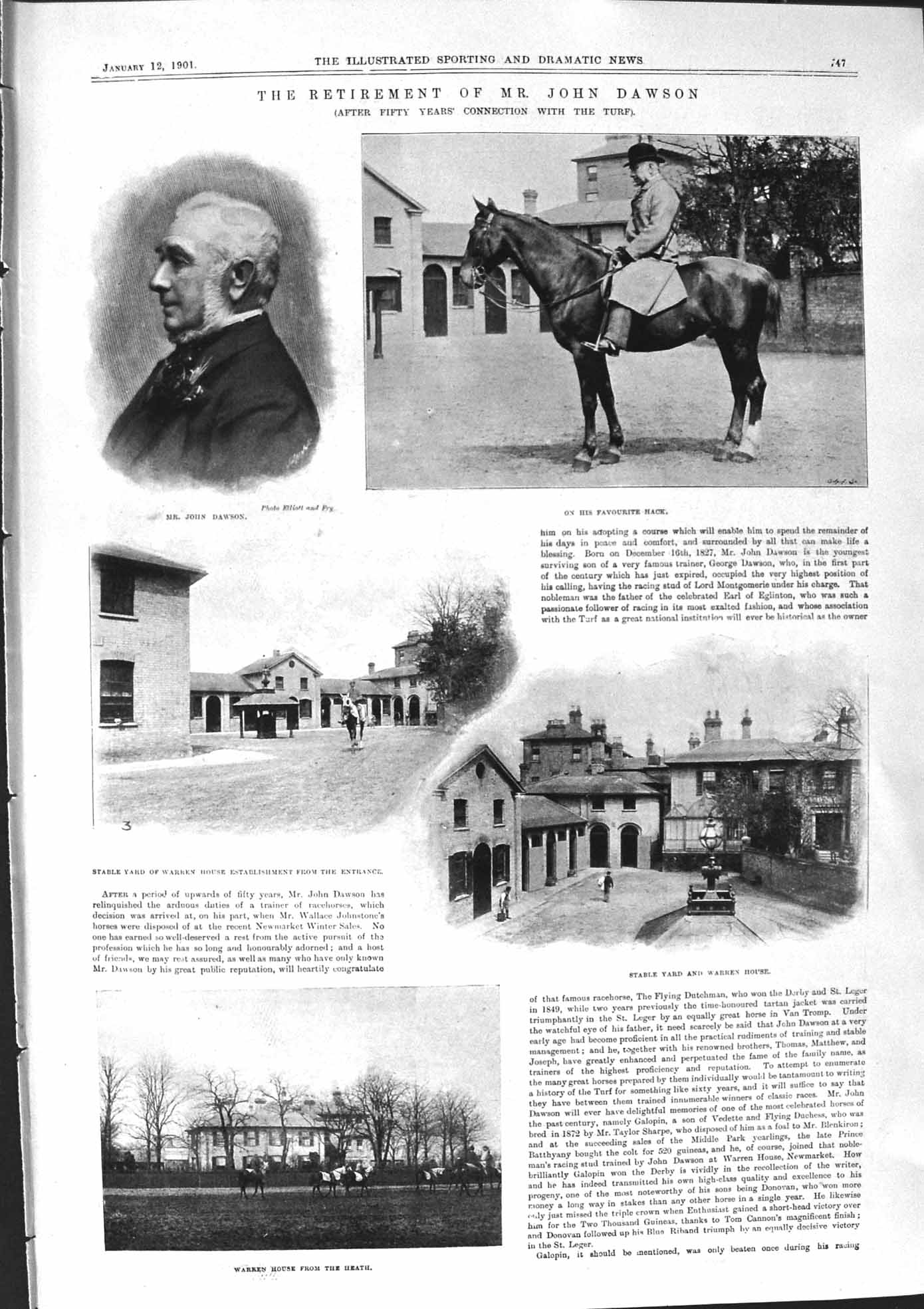 Old 1901 John Dawson Warren House Stable Yard Galopin Lowlander Batth Victorian
