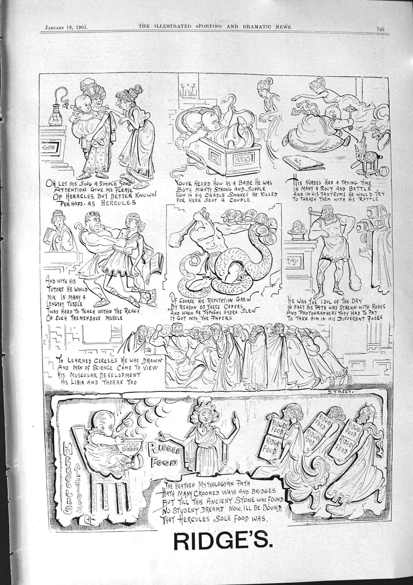 Old 1901 Advertisement Ridge'S Food Baby Serpent Snake Cartoon Drawin Victorian