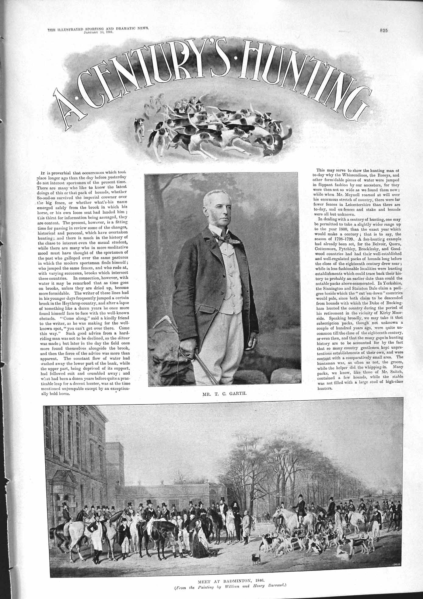 Old 1901 Hunting Garth Badminton Vine Hounds Horses Bedale Mark Maste Victorian