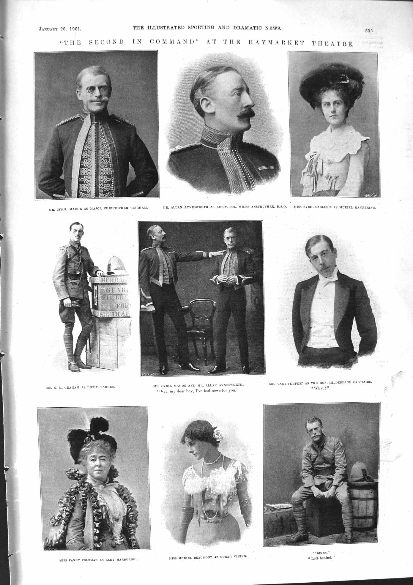 Old 1901 Haymarket Theatre Beuamont Binks Coleman Vane-Tempest Maude Victorian