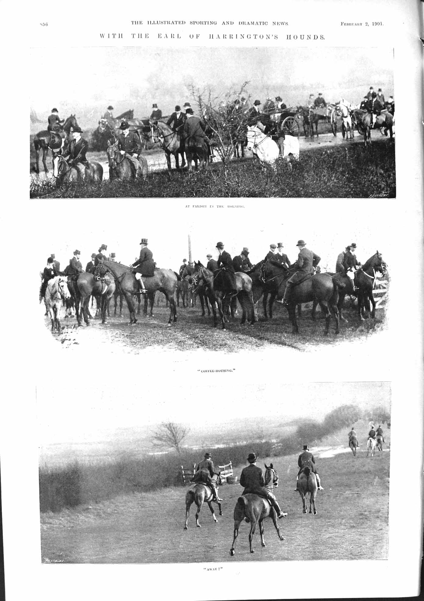 Old Print 1901 Earl Harrington Hounds Hunting Fardon Hunting Horses Sport 20th