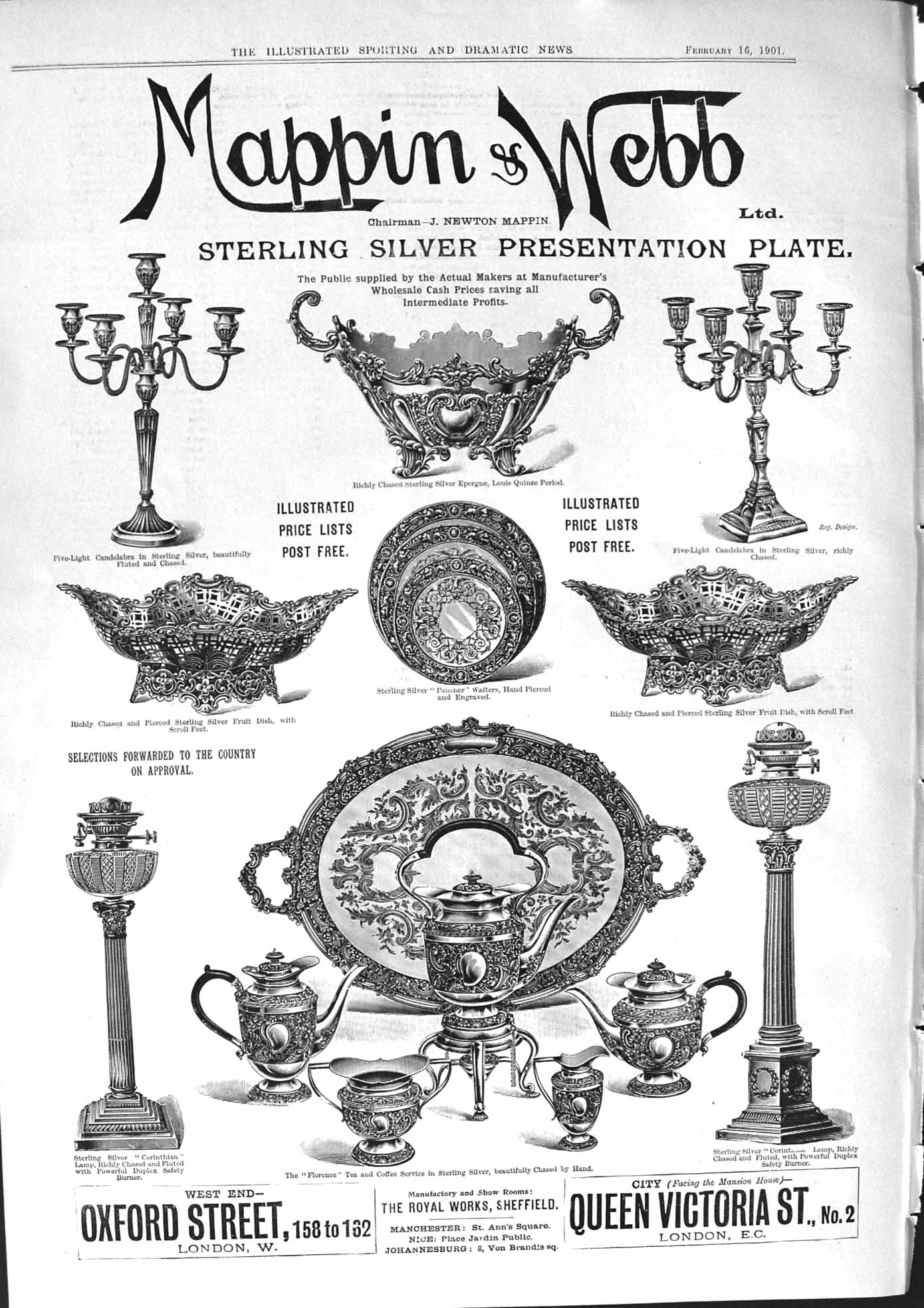 Old 1901 Advertisement Mappin Webb Oxford Street Royal Works Sheffiel 20th