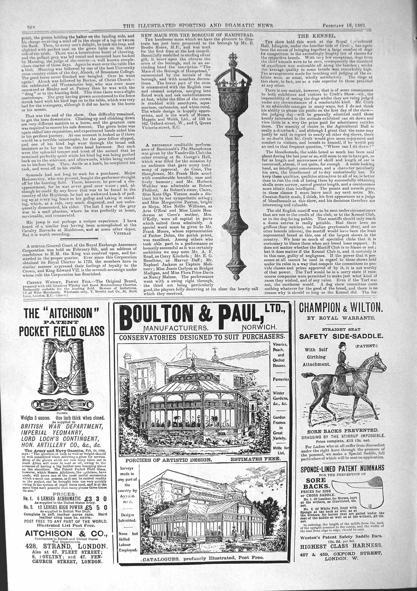 Old Print 1901 Mace Hampstead Boulton Paul Maple Furniture Beechams Pills 20th