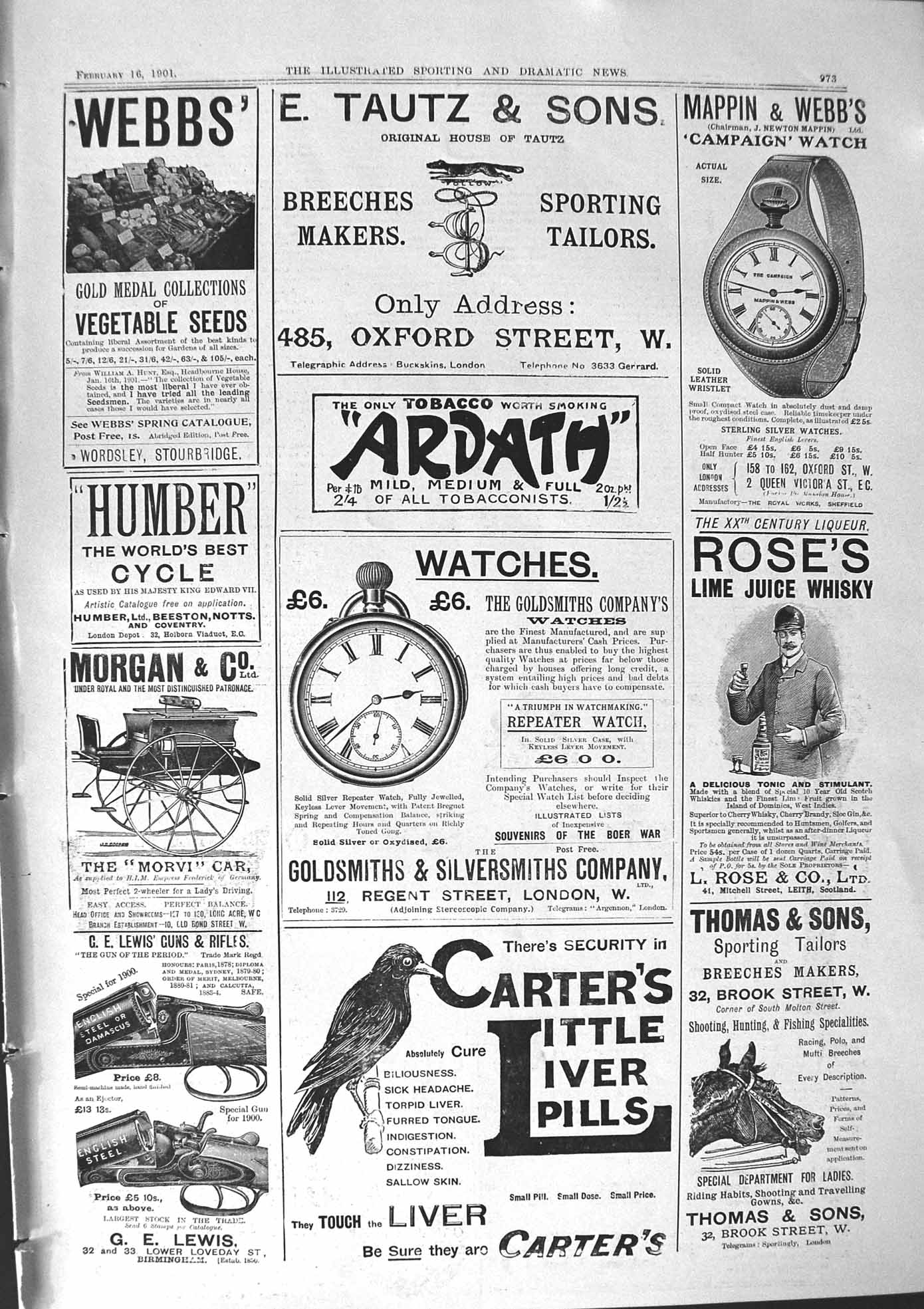 Old Print 1901 Tautz Ardath Mappin Webb Carter'S Liver Pills Morgan Webbs 20th