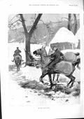 Original Old Antique Print 1901 Straw Ride Men Horses Winter Scene Victorian