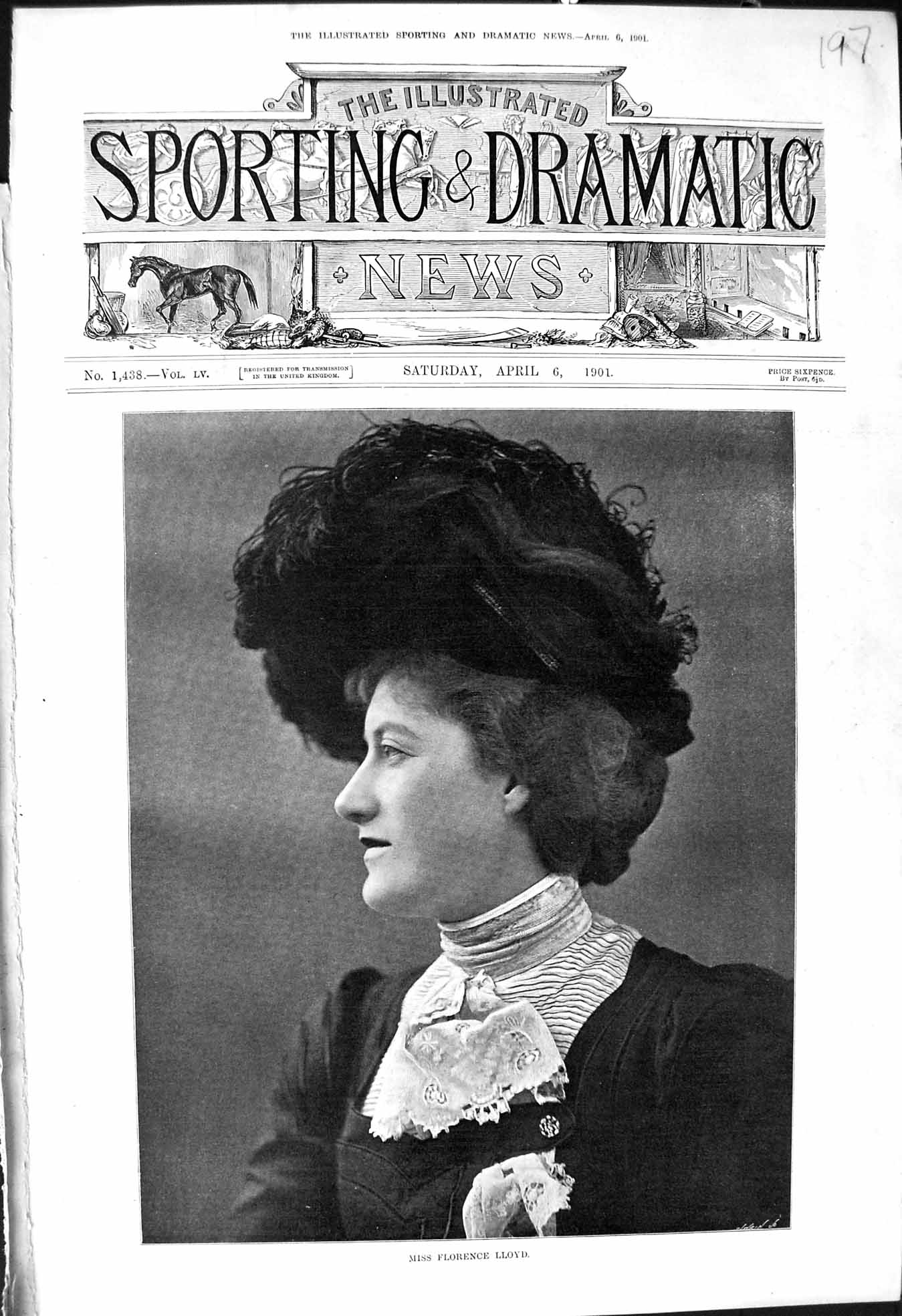 Antique Print 1901 Photograph Portrait Miss Florence Lloyd Beautiful Woman 20th