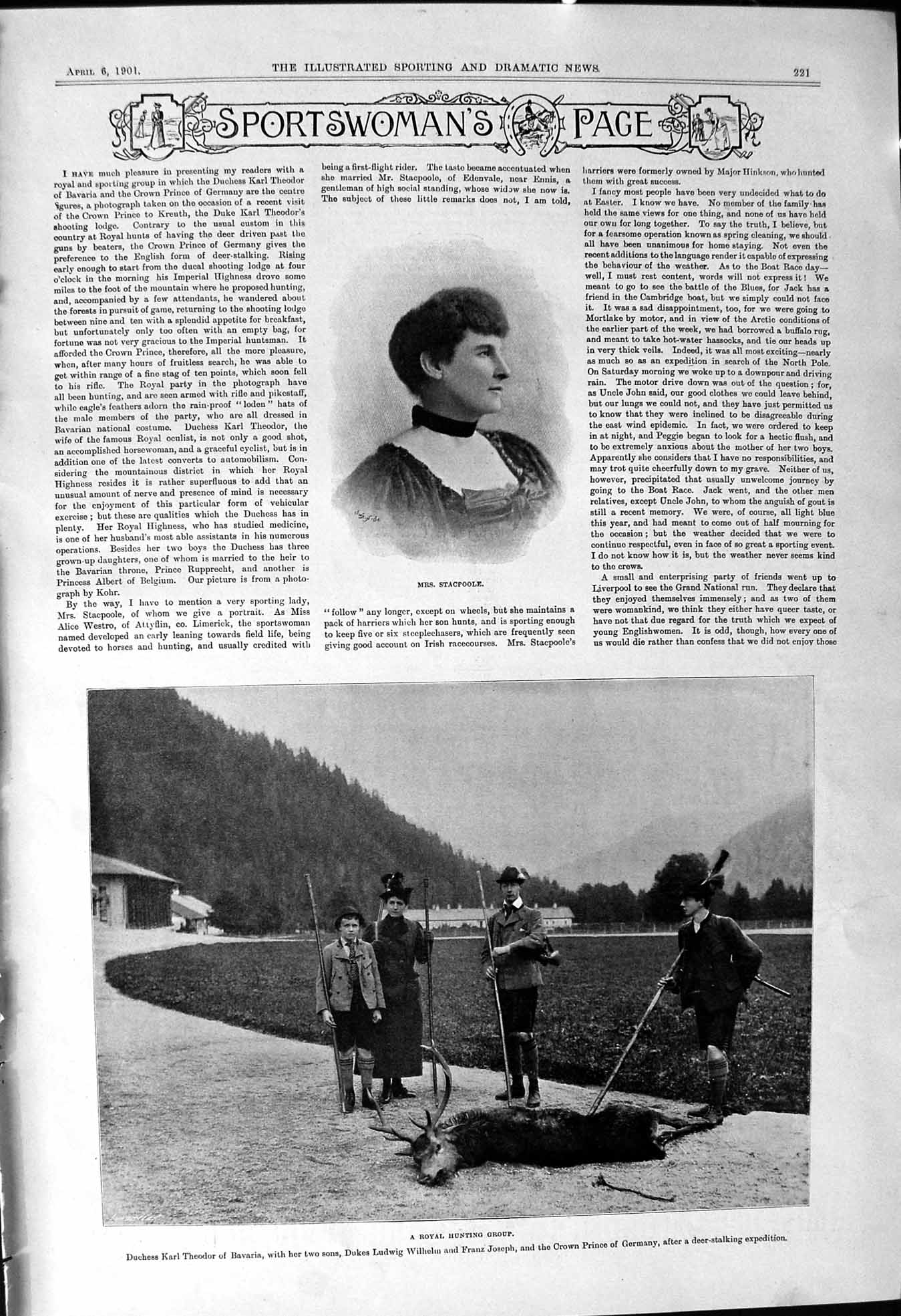 Old 1901 Mrs Stacpoole Royal Hunting Duchess Theodor Ludwig Joseph Pr Victorian