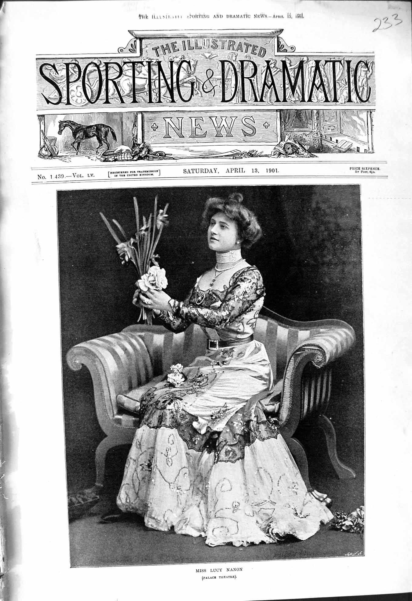 Old 1901 Photograph Miss Lucy Nanon Palace Theatre Actress Beautiful Victorian