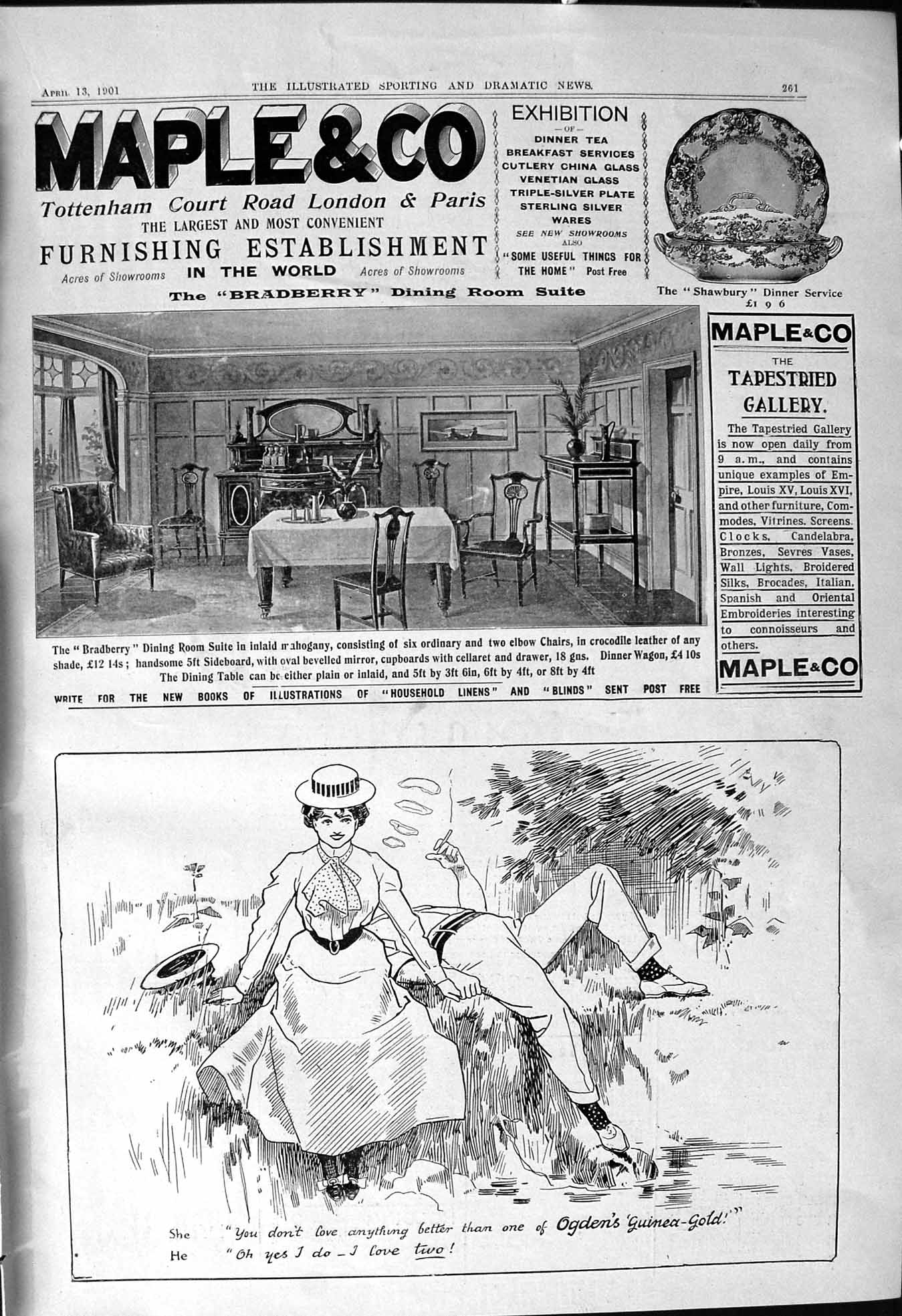 Antique Old Print 1901 Advertisement Maple Furnishing Ogden Guinea GTobacco