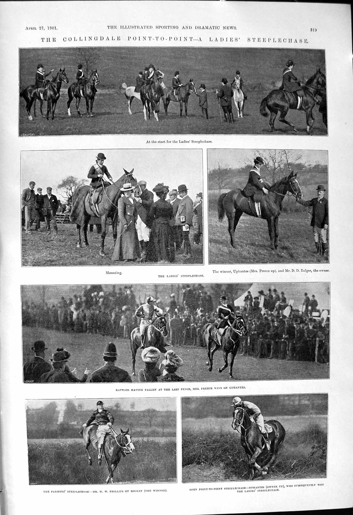 Old 1901 Collingdale Point-To-Point Ladies Horses Rattler Preece Phil Victorian