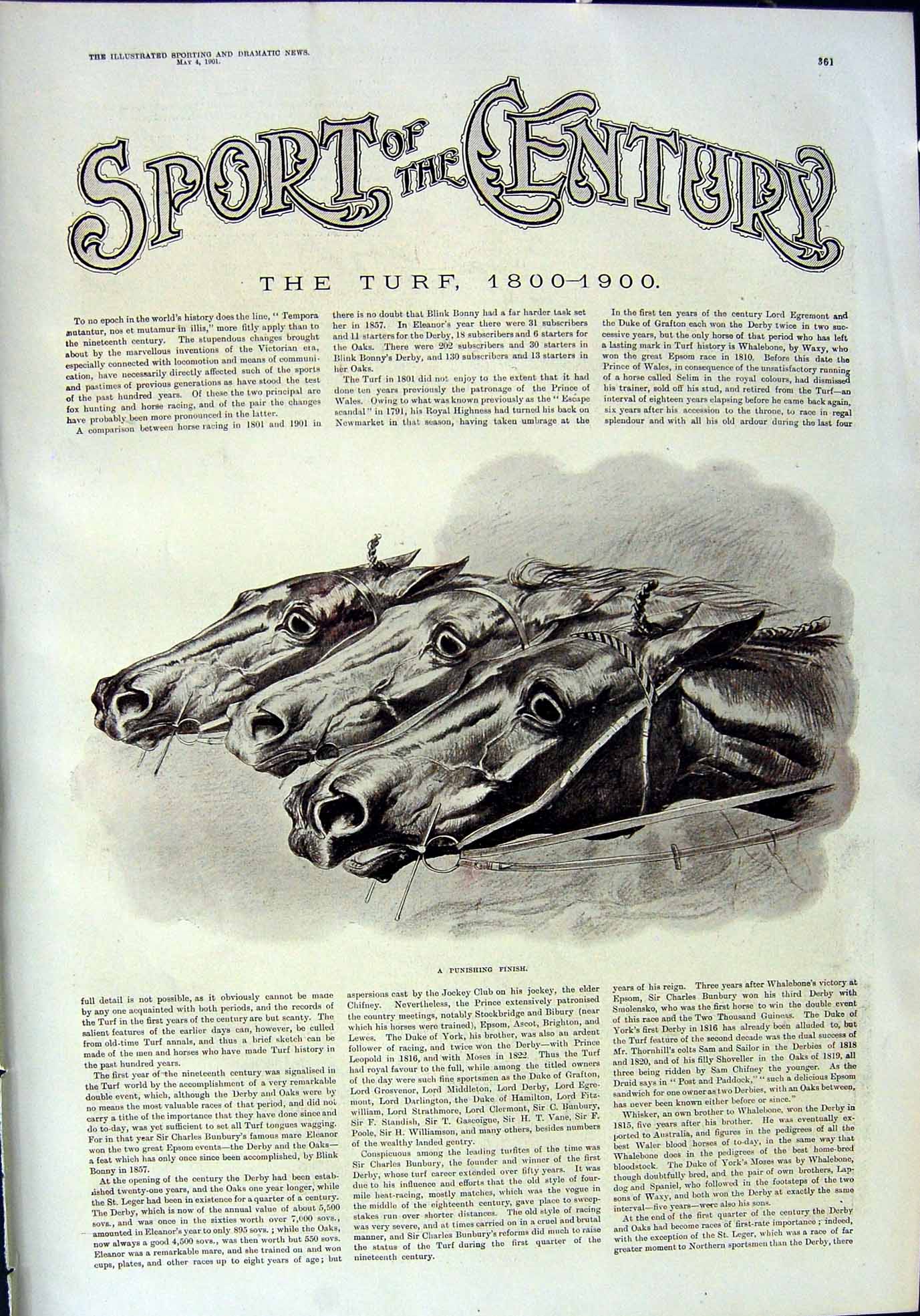 Old 1901 Horse Racing Sport Merry Rous Sykes Hawley Scott Bentinck Po Victorian