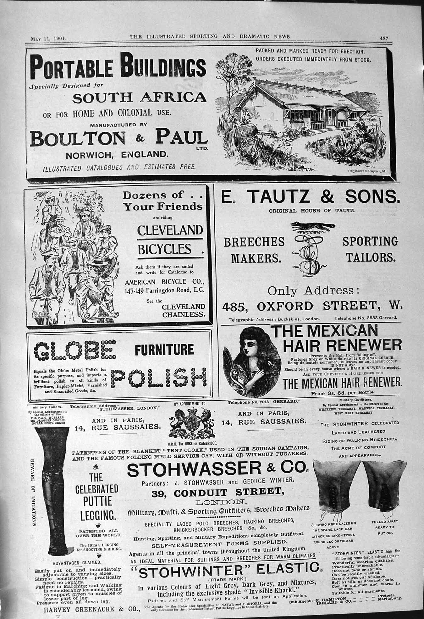Old Print 1901 Boulton Paul Stohwasser Tautz Bicycles Cigarettes Durward 20th