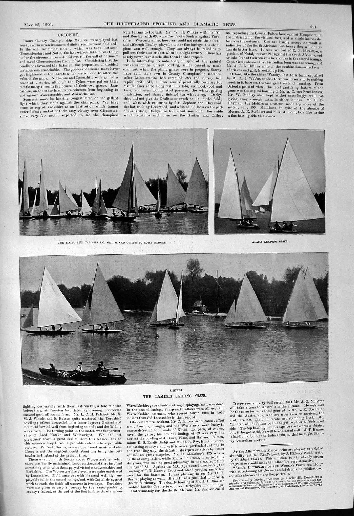 Old 1901 Thames Sailing Clun Yachts Tamesis Alana Elsie R.C.C. Leslie Victorian