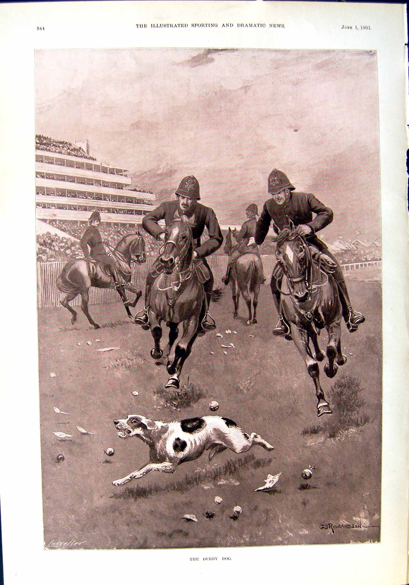 Old 1901 Derby Horse Racing Polcemen Dog Pets Sol Welkin Sport Rowlan Victorian