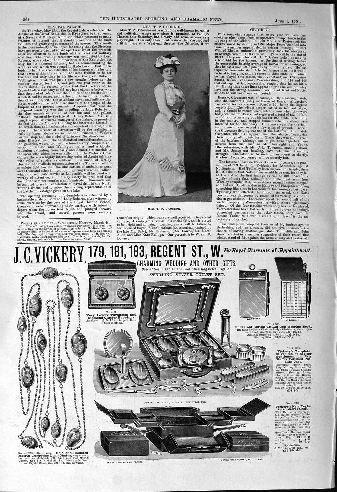Old Print 1901 Mrs O'Connor Vickery Gsmith Silversmith Company Jewellers 20th