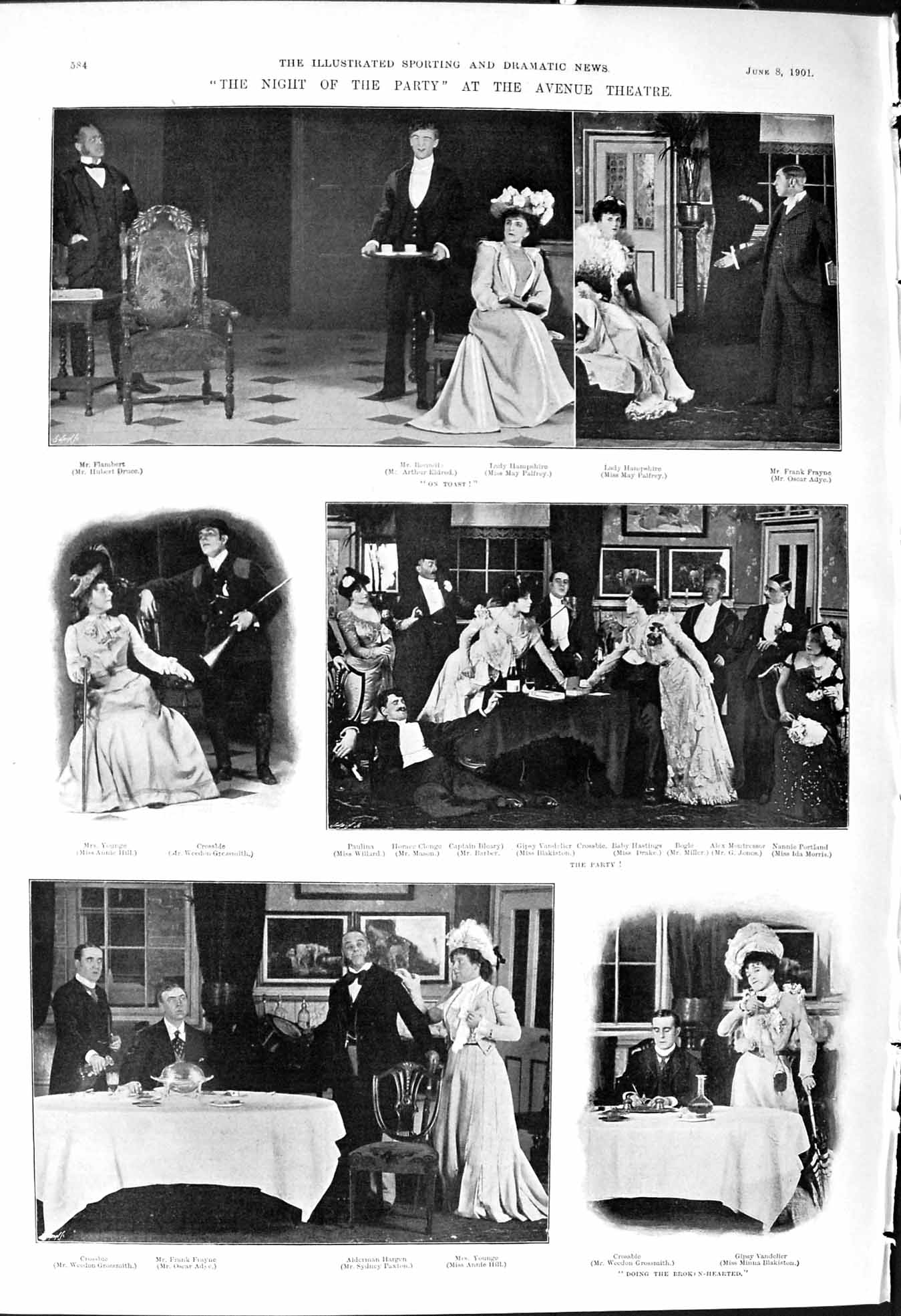 Old 1901 Theatre Palfrey Eldred Druce Paxton Grossmith Whitney Volody Victorian