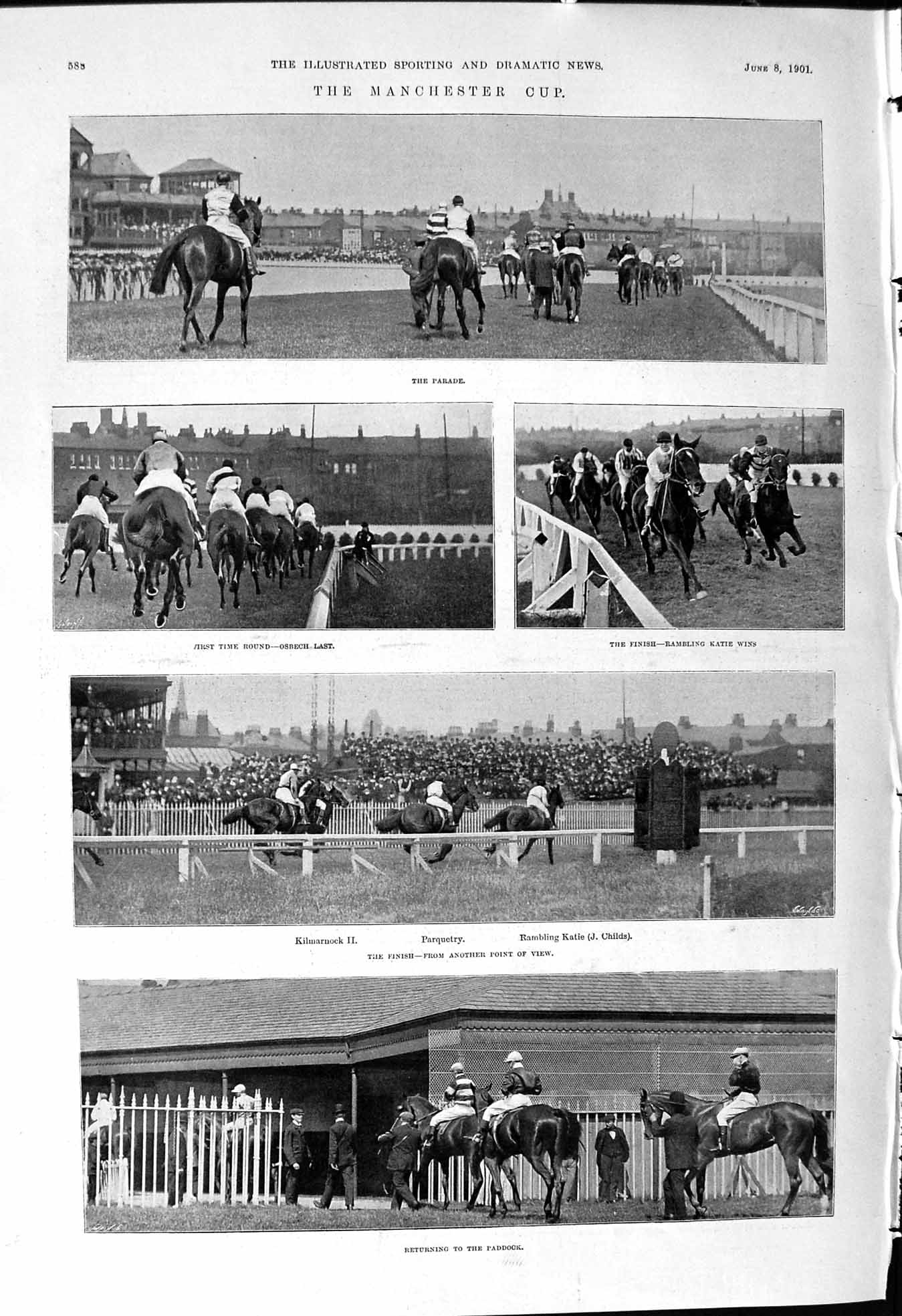 Old 1901 Manchester Cup Horse Racing Sport Kilmarnock Parquetry Rambl Victorian