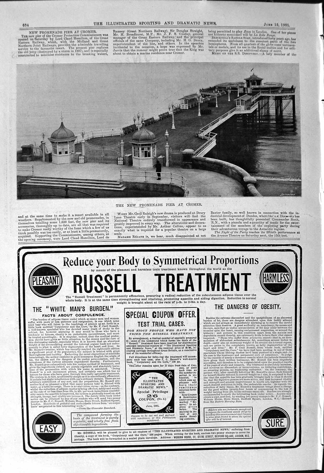 Old 1901 Promenade Pier Cromer Aertex Cellular Clothing Whisky Pianol Victorian