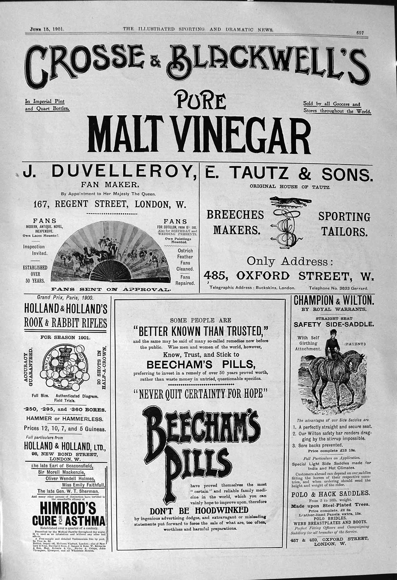 Old 1901 Advertisement Crosse Blackwell Beechams Pills Maples Furnish Victorian
