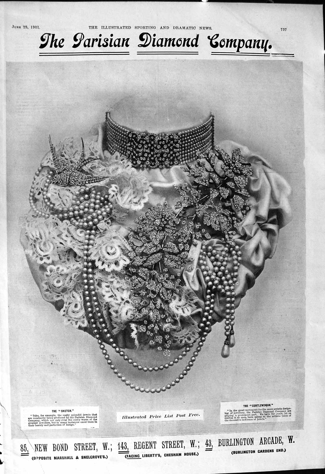 Old 1901 Parisian Diamond Company Jewellery Bond Street Regent London Victorian