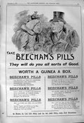 Old Antique Print 1901 Advertisement Beechams Pills Medicine Guinea Box 20th