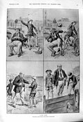 Antique Old Print 1901 Comedy Beach Scene Man Sleeping Boys Fishing Rod Dadd