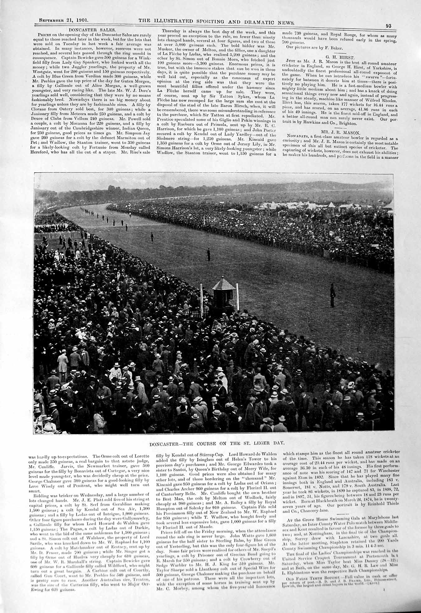 Old Print 1901 Photograph Doncaster Horse Race Course St. Leger Day Sport 20th