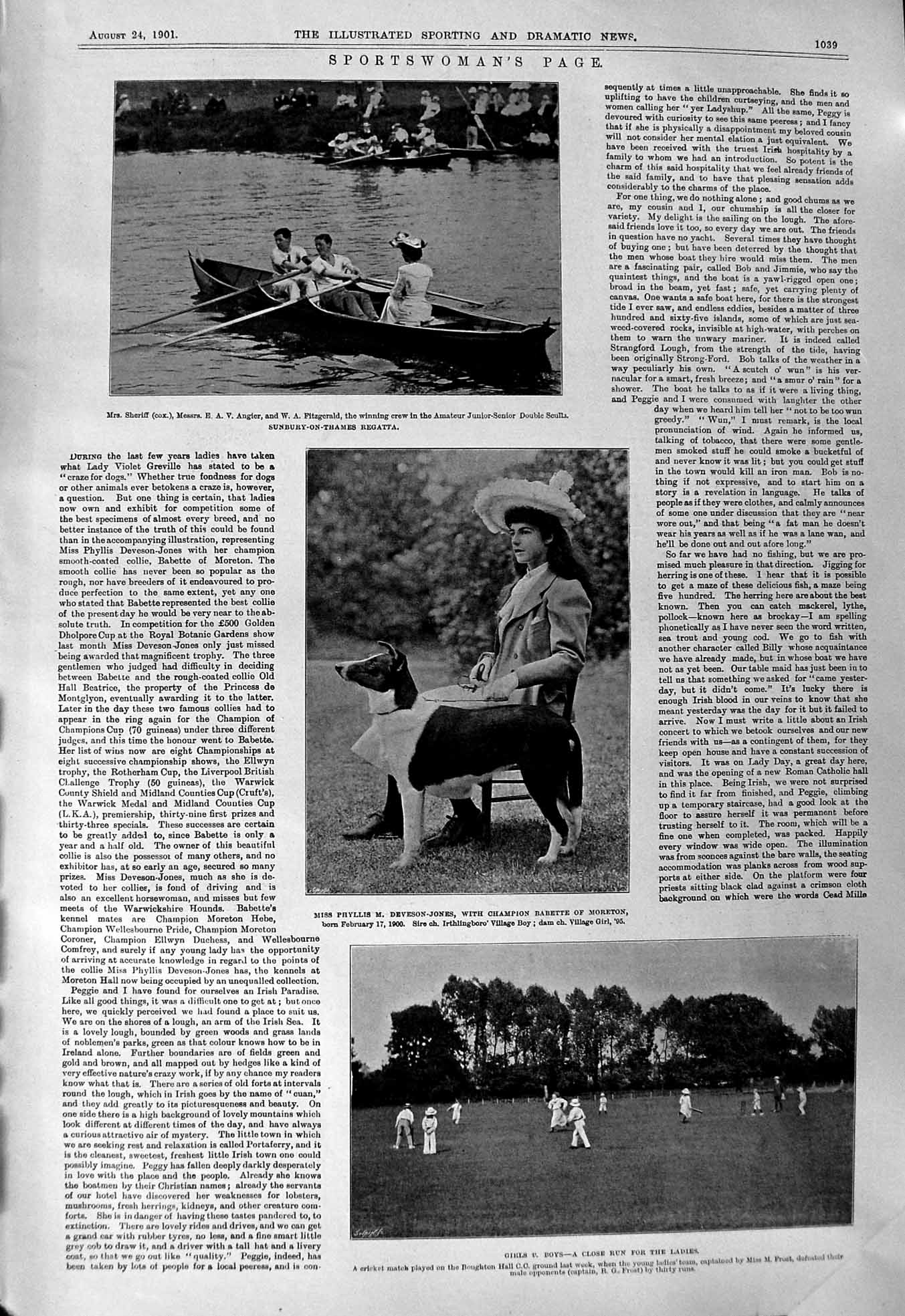 Old 1901 Cricket Ladies Frost Deveson-Jones Sheriff Angier Fitzgerald 20th