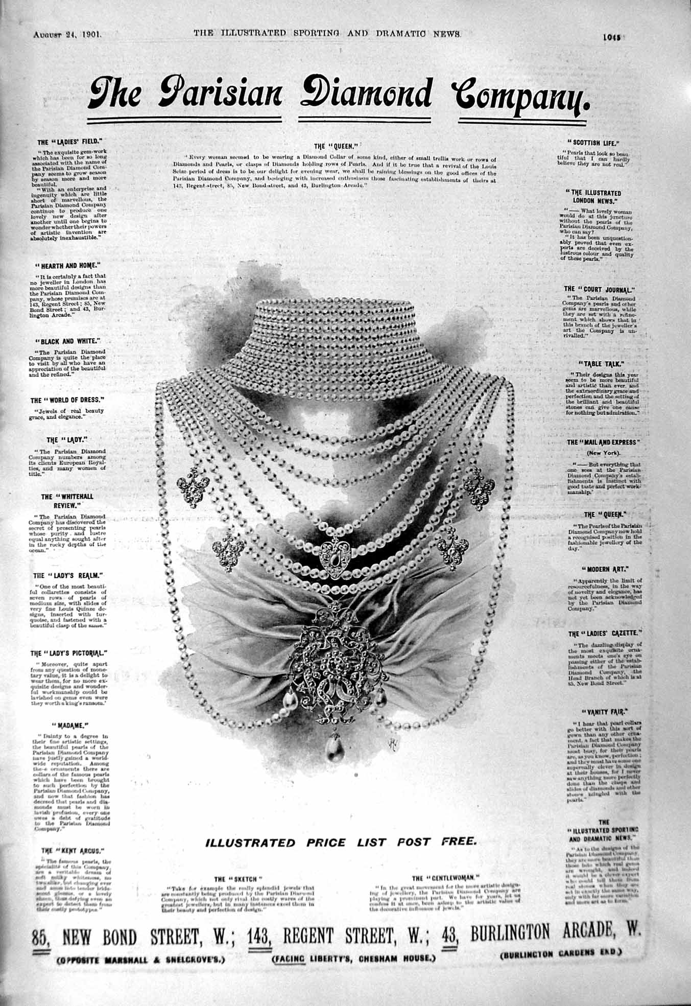 Old 1901 Parisian Diamond Company Jewellers Burlington Regent LondonVictorian