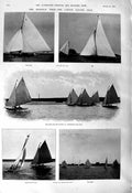 Old 1901 Burnham London Sailing Club Yachts Hochelaga Katisha Austy S 20th