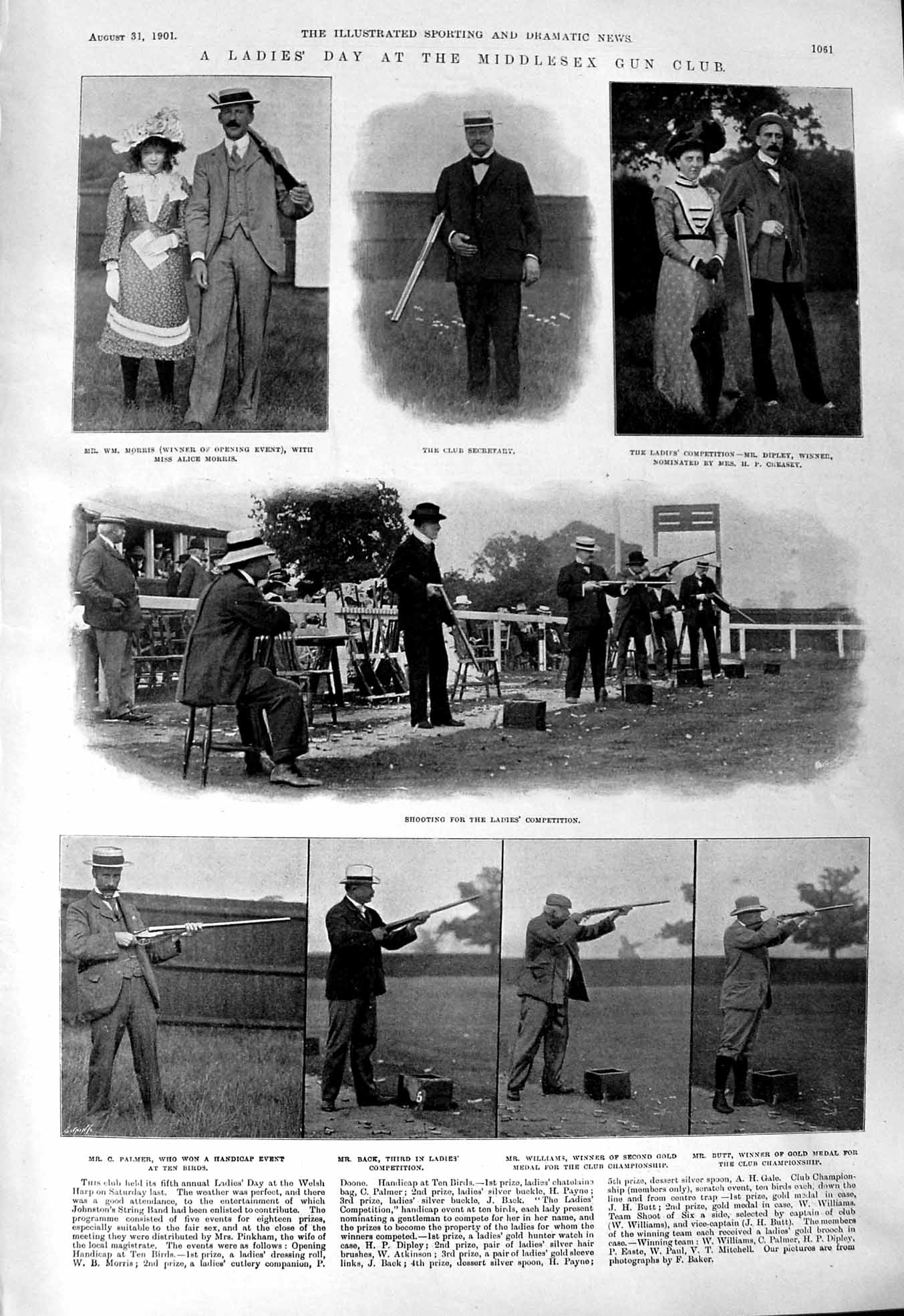 Old 1901 Ladies Gun Club Morris Dipley Creasey Palmer Back Williams B 20th