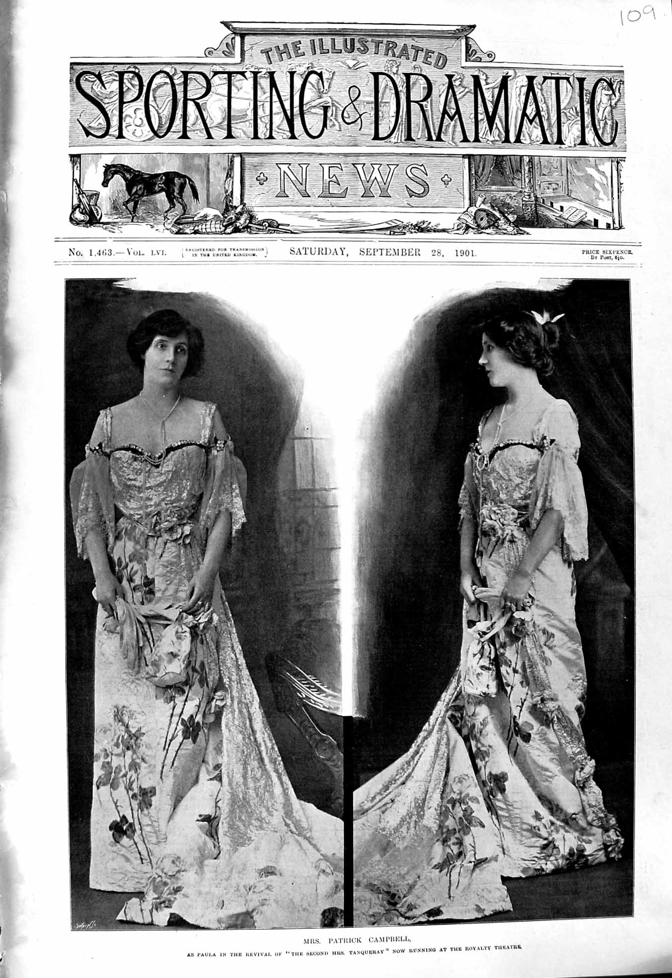 Old 1901 Mrs Patrick Campbell Paula Tanqueray Royalty Theatre Actress Victorian