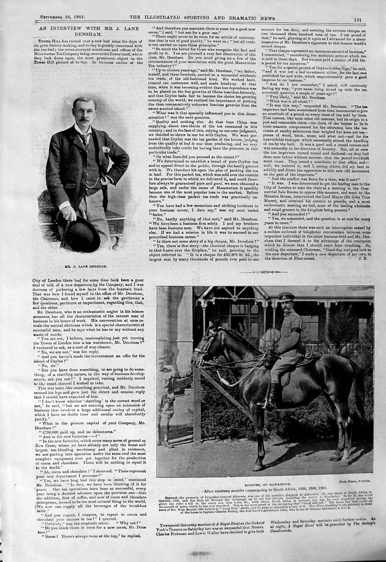 Old 1901 Lane Densham Bayonet Horse Hawkstone Sands Beach Scene Black Victorian