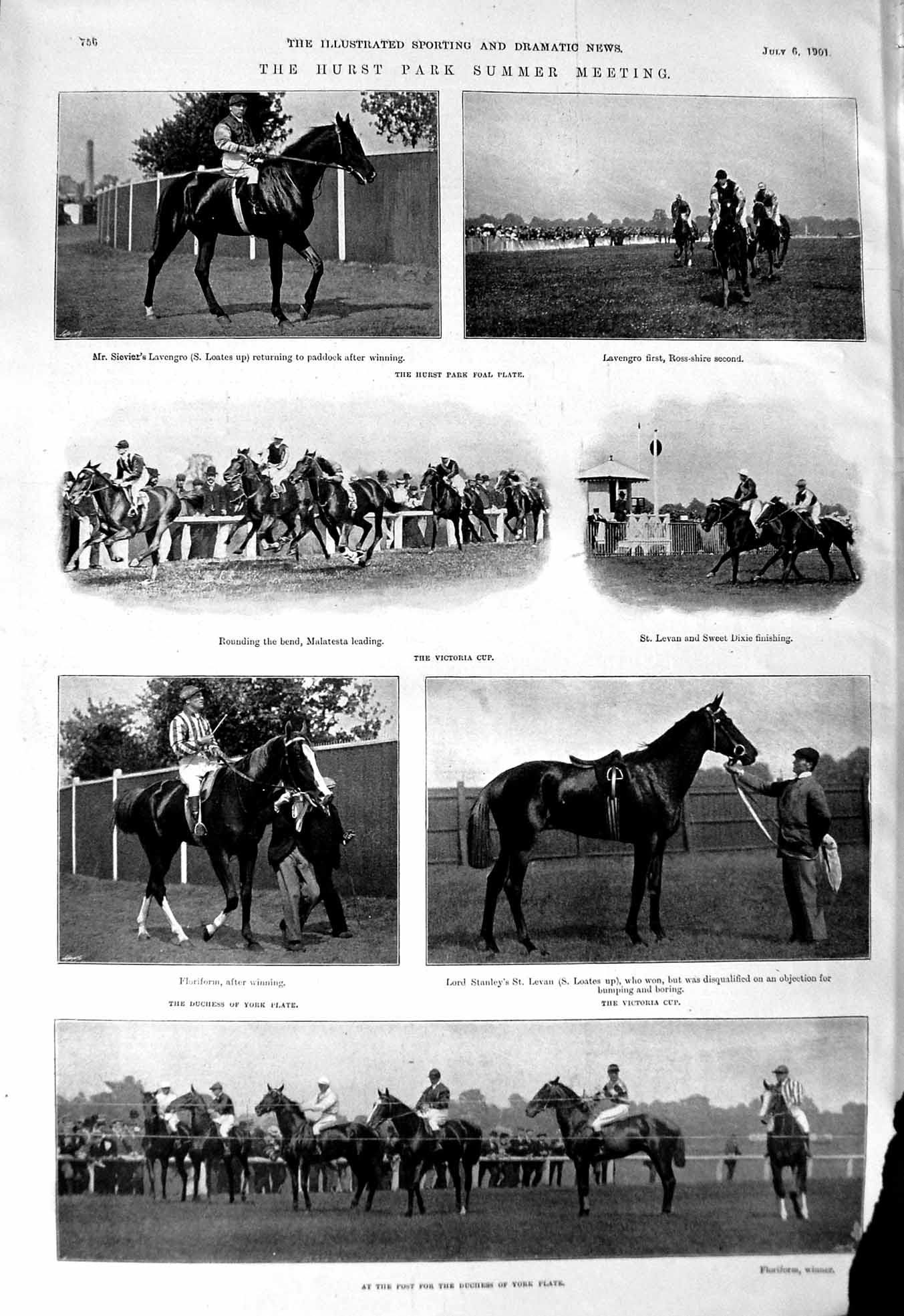Old 1901 Hurst Park Horse Racing Lavengro Levan Dixie Lord Stanley Fl Victorian