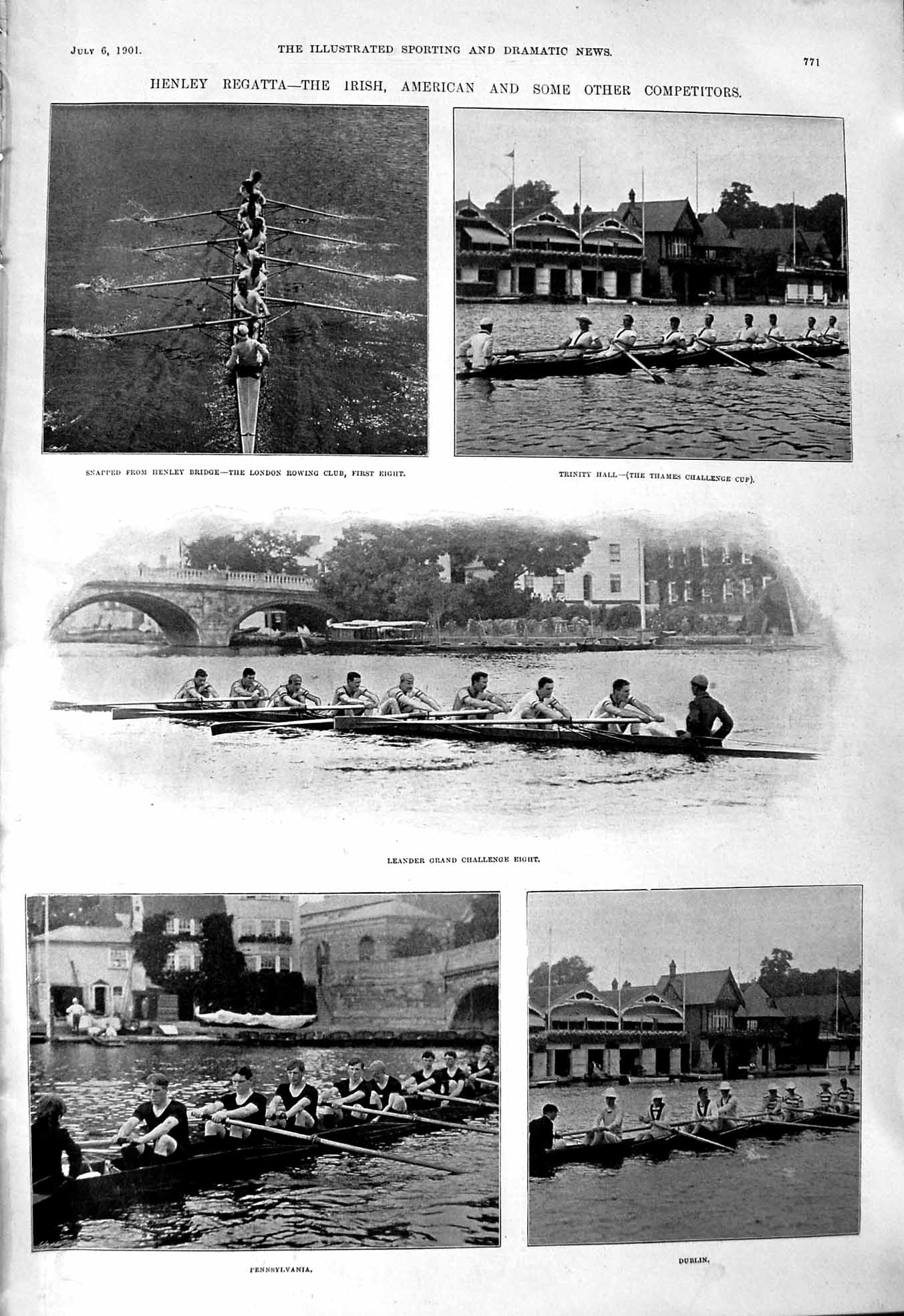 Old 1901 Henley Regatta Leander Challenge Pennsylvania Dublin Gore Do Victorian