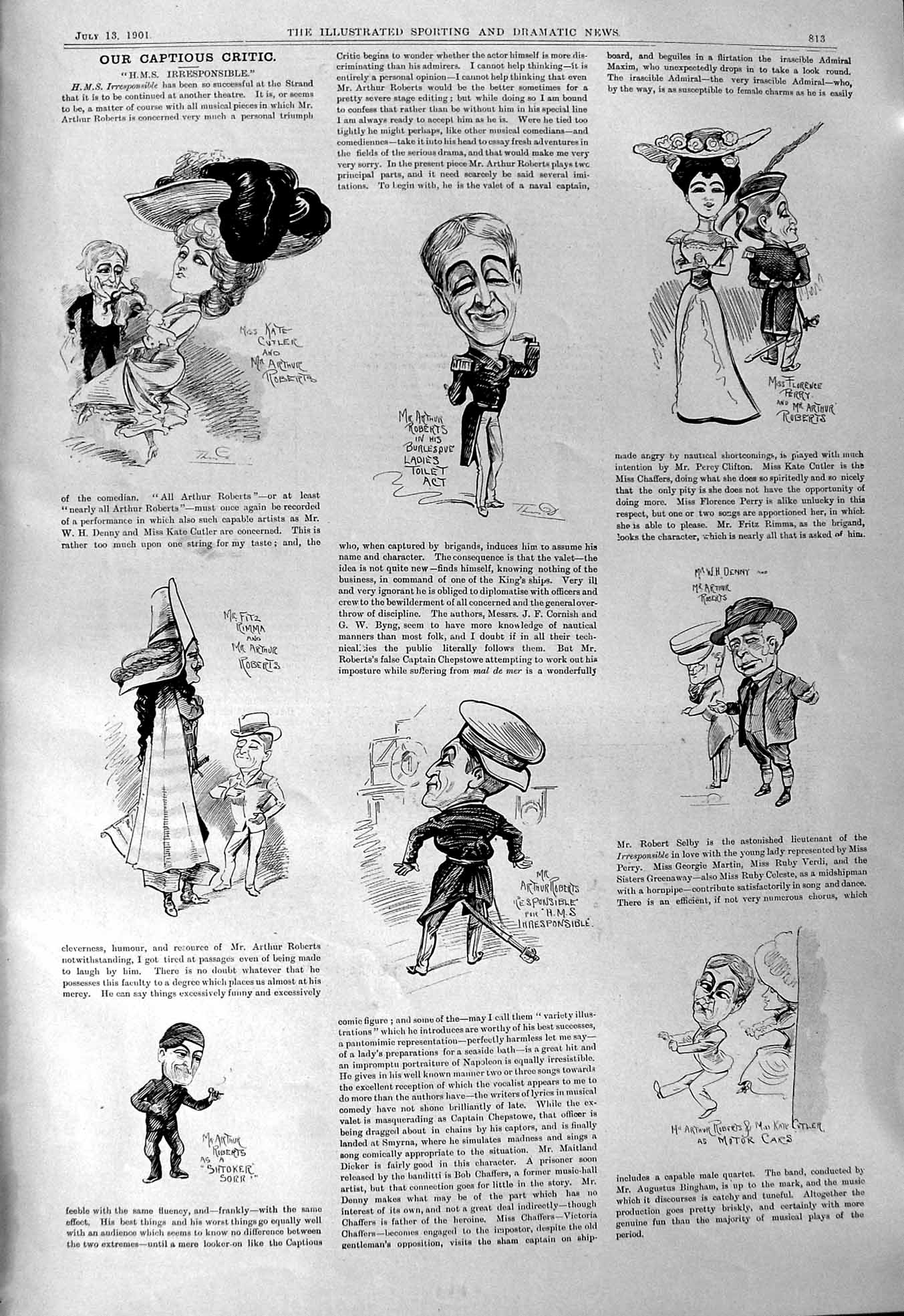 Old 1901 Captious Critic Theatre Tennis Sterry Titterton Ladies Crick Victorian