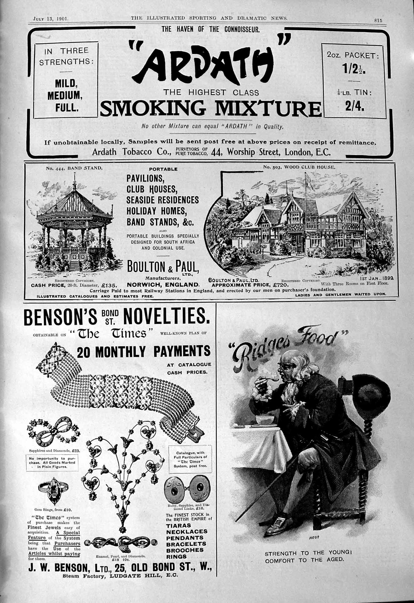 Old Print 1901 Ardath Tobacco Ridges Food Benson Mappin Webb Victoria Cup 20th