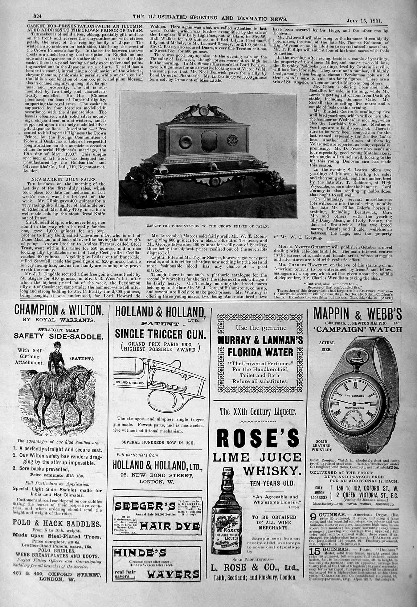 Old 1901 Casket Crown Prince Japan Liptons Teas Spalding Mappin Whisk Victorian