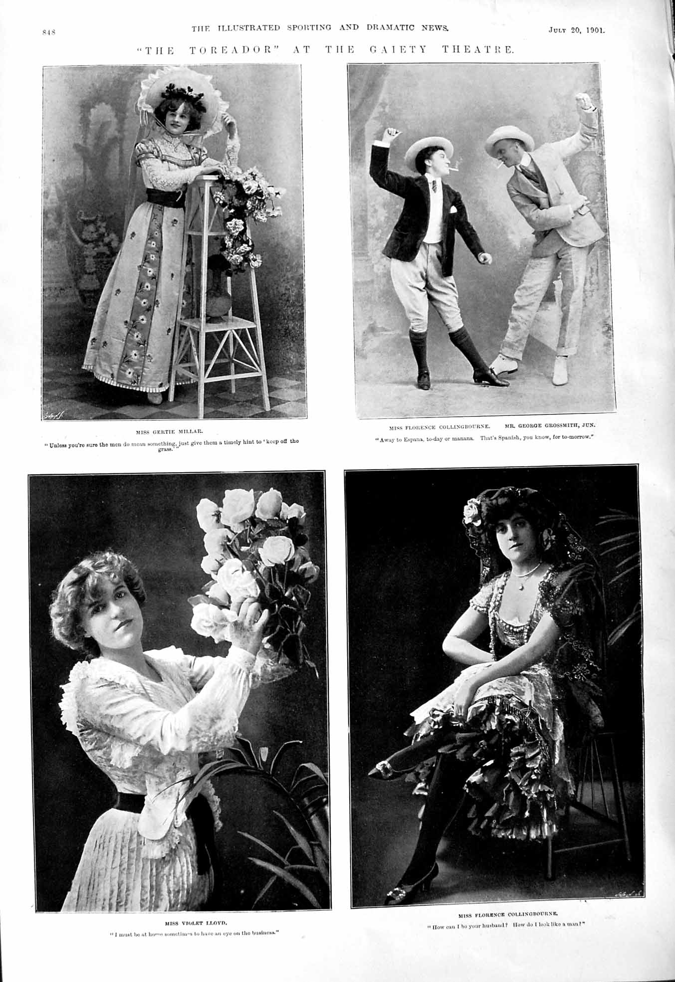 Old 1901 Toreador Gaiety Theatre Millar Collingbourne Grossmith Lloyd Victorian