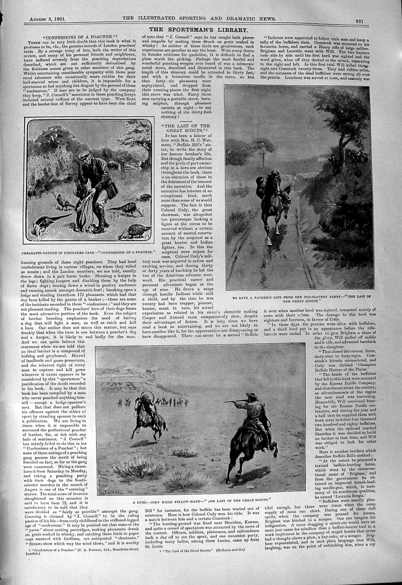 Old 1901 Pheasant Poachers Cowboy Indian Horses Seawanhaka Cup Yachts Victorian