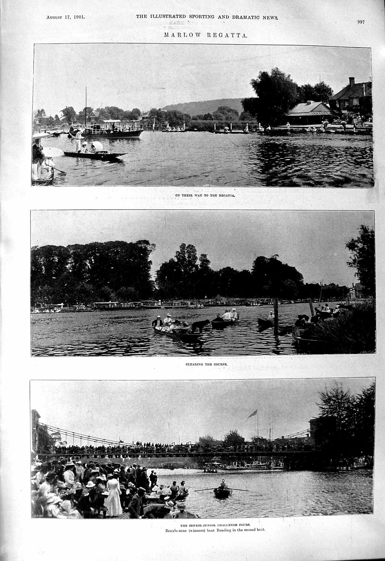 Old 1901 Marlow Regatta Broxbourne Reading Boats Horse Racing Ostend Victorian