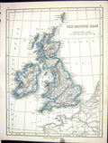Original Old Antique Print Lowry Map 1853 British Isles Ireland Orkney Shetland