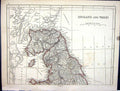 Original Old Antique Print Lowry Map 1853 England Wales Isle Man 19th