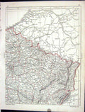 Original Old Antique Print Lowry Map 1853 North East France Dilon Epinal 19th