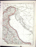 Antique Old Print Lowry Map 1853 North East Italt Adriatic Sea Gulf Venice 19th