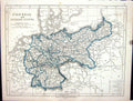 Original Old Antique Print Lowry Map 1853 Prussia German States Berlin Germany