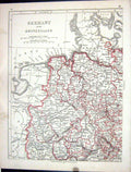 Original Old Antique Print Lowry Map 1853 Germany Switzerland Prussia Hanover