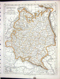 Original Old Antique Print Lowry Map 1853 Russia Europe Finland Black Sea 19th